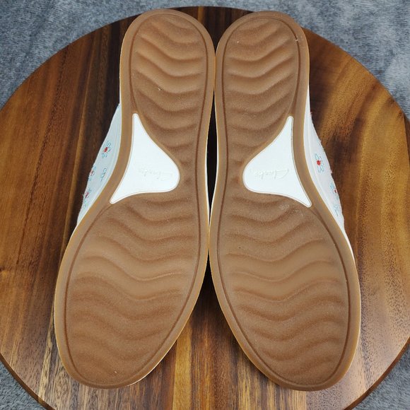 Clarks Mules Sandals Women's 10 Narrow Floral Breeze Shore Slip On Comfort Shoes - Picture 7 of 8